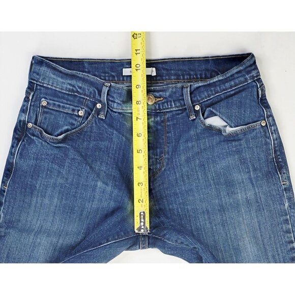 Levi's 27X29 Size 4S Womens 505 Straight Blue Denim 5 Pocket Logo Tag Jeans - Picture 2 of 14